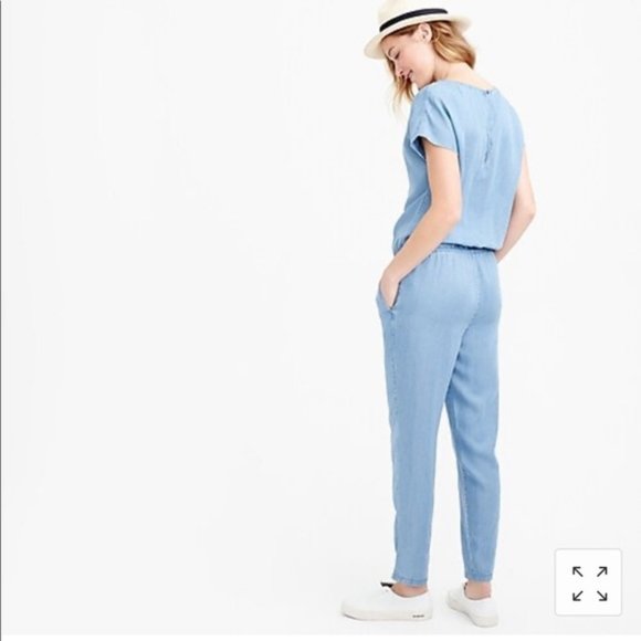J CREW Chambray Relaxed Short Sleeve Romper Small - Picture 2 of 6
